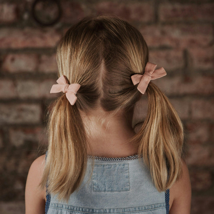 Skinny Ribbon Pigtail Bows, Pink