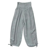 Girls Harem V-Waist Tie Pants in Grayish Blue