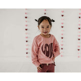 Drop-Shoulder Pullover Love in Rose Brown