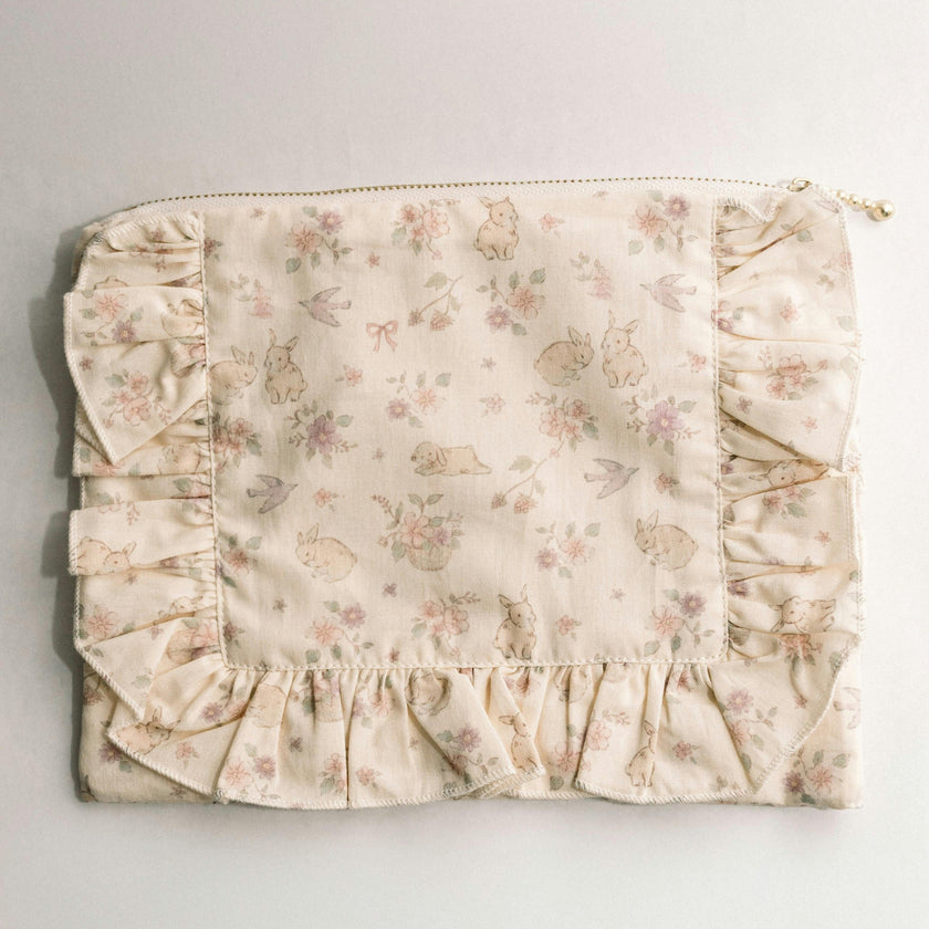 Storybook Timeless Floral Ruffle Zipper Pouch