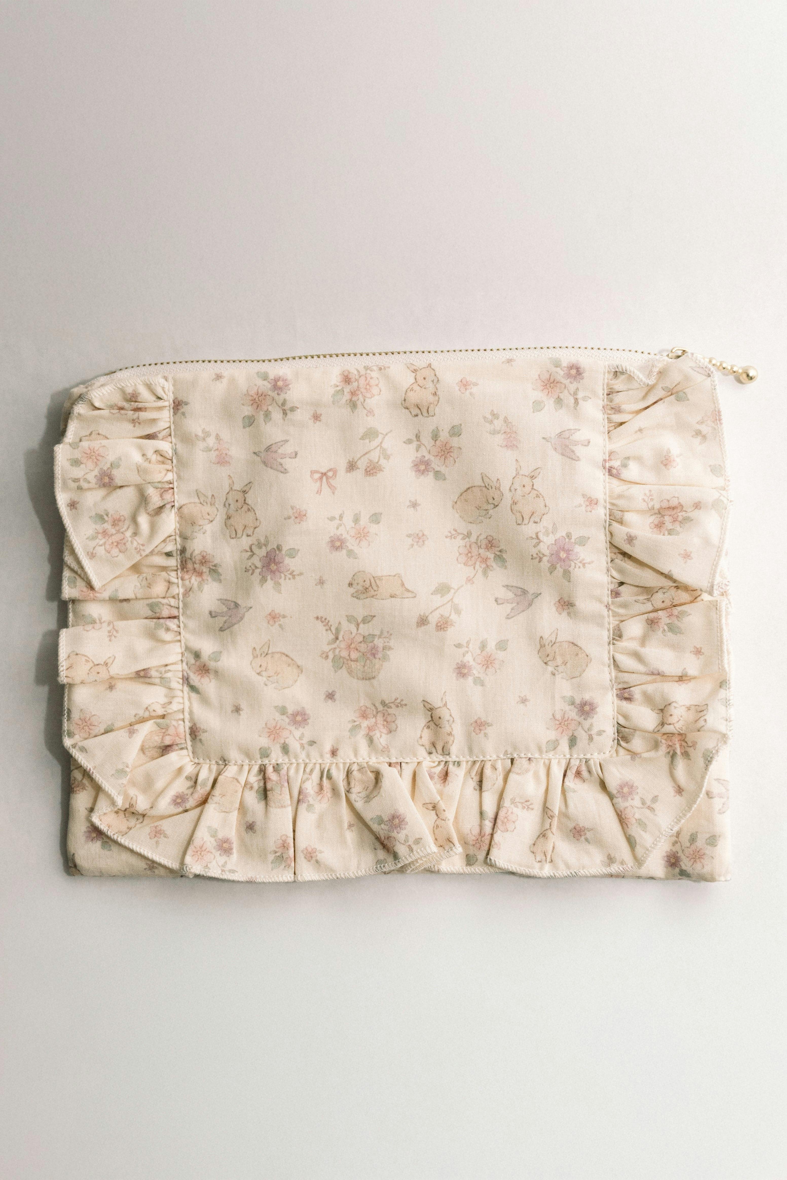 Storybook Timeless Floral Ruffle Zipper Pouch