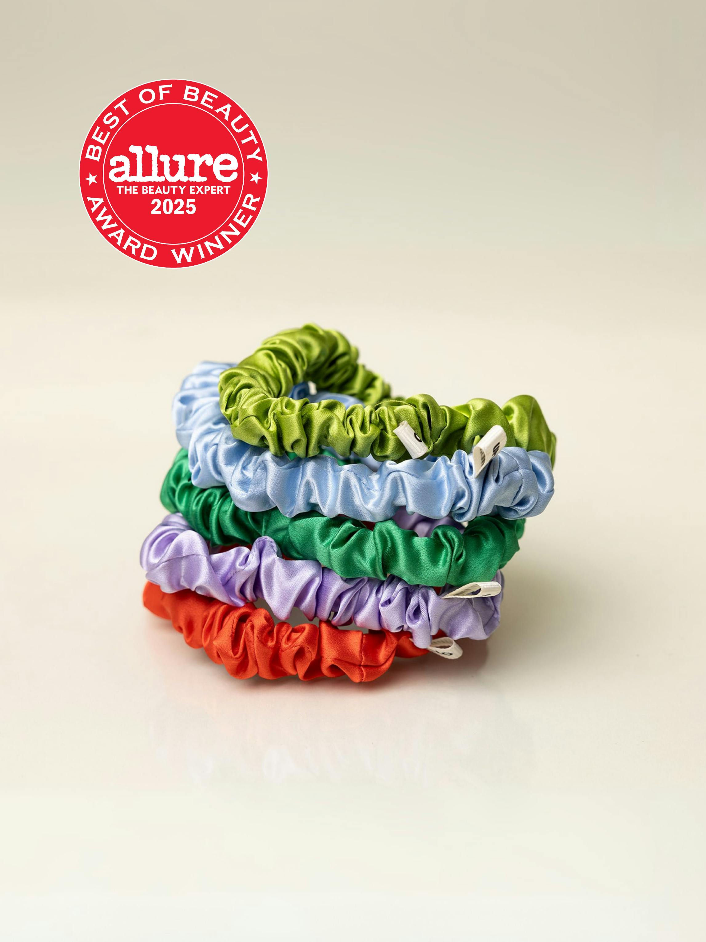 Deep Green Silk Scrunchies