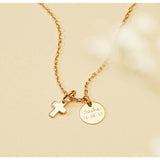 Personalized Mini Cross Necklace, 14k Gold Plated
