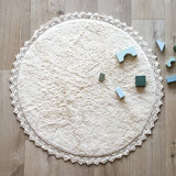 Perla Hand-Tufted Crochet Lace Trim Round Rug