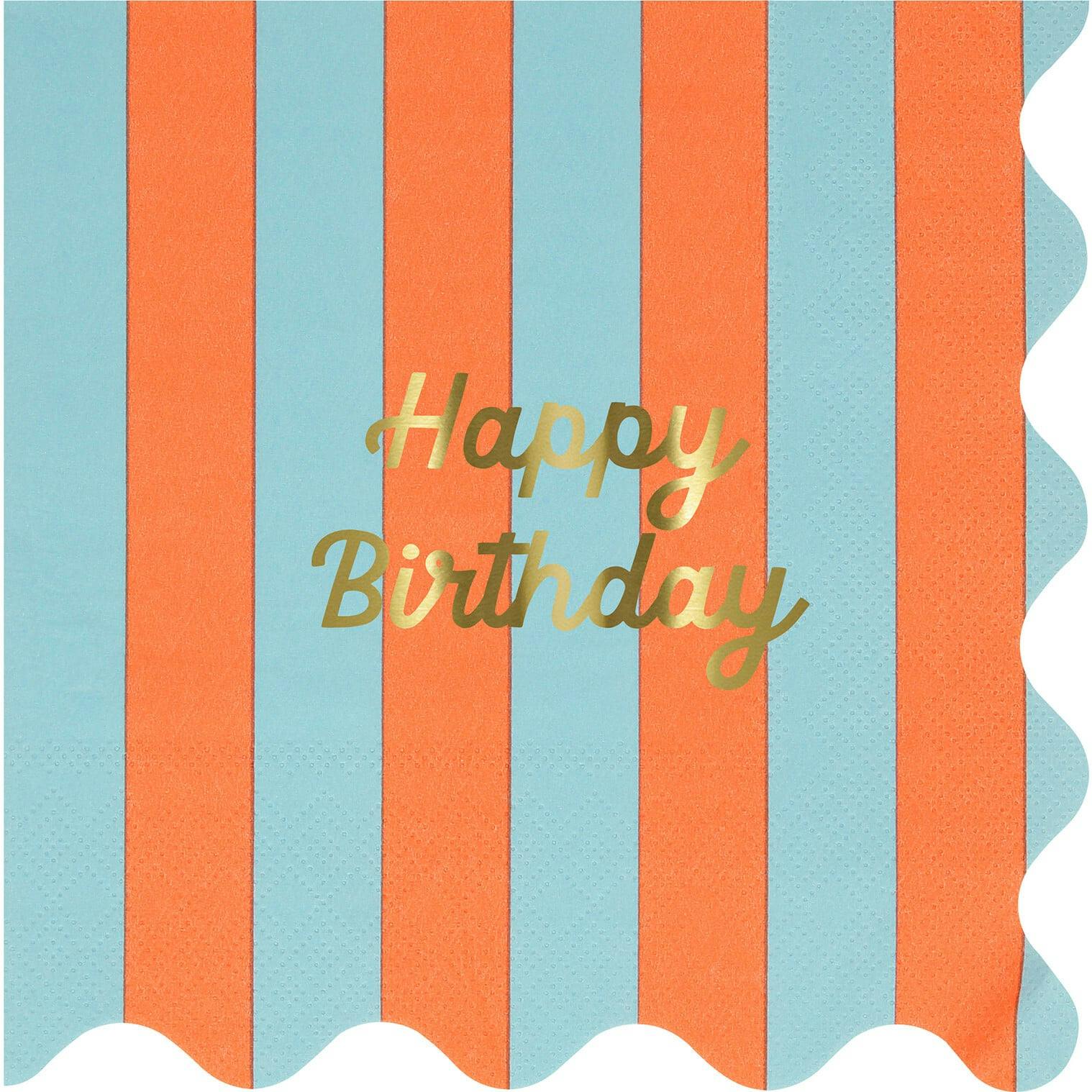 Stripe Happy Birthday Large Napkins