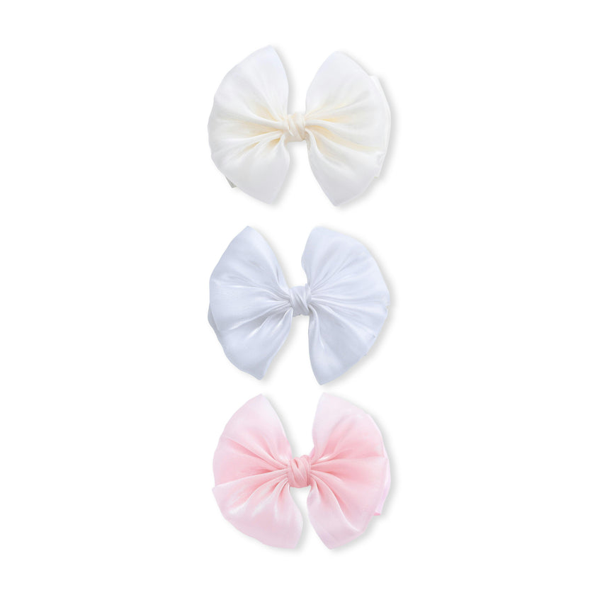 Multicolor Satin Bow Clip Set
