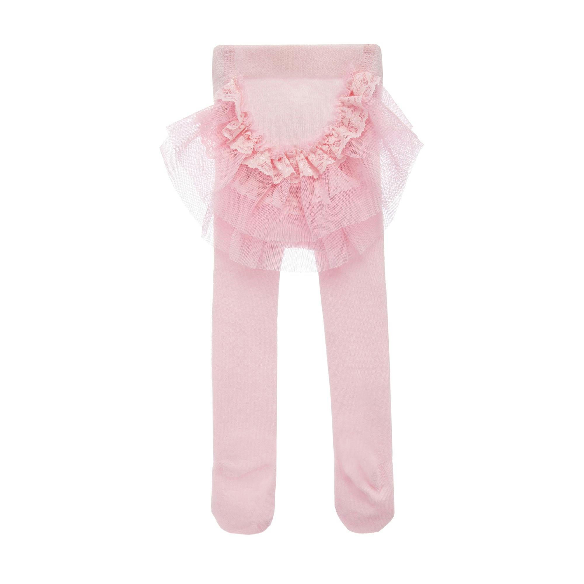 Pink Tulle Ruffle Tights