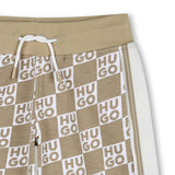 Hugo Kids Beige Shorts for Boys with All-Over Logo Print