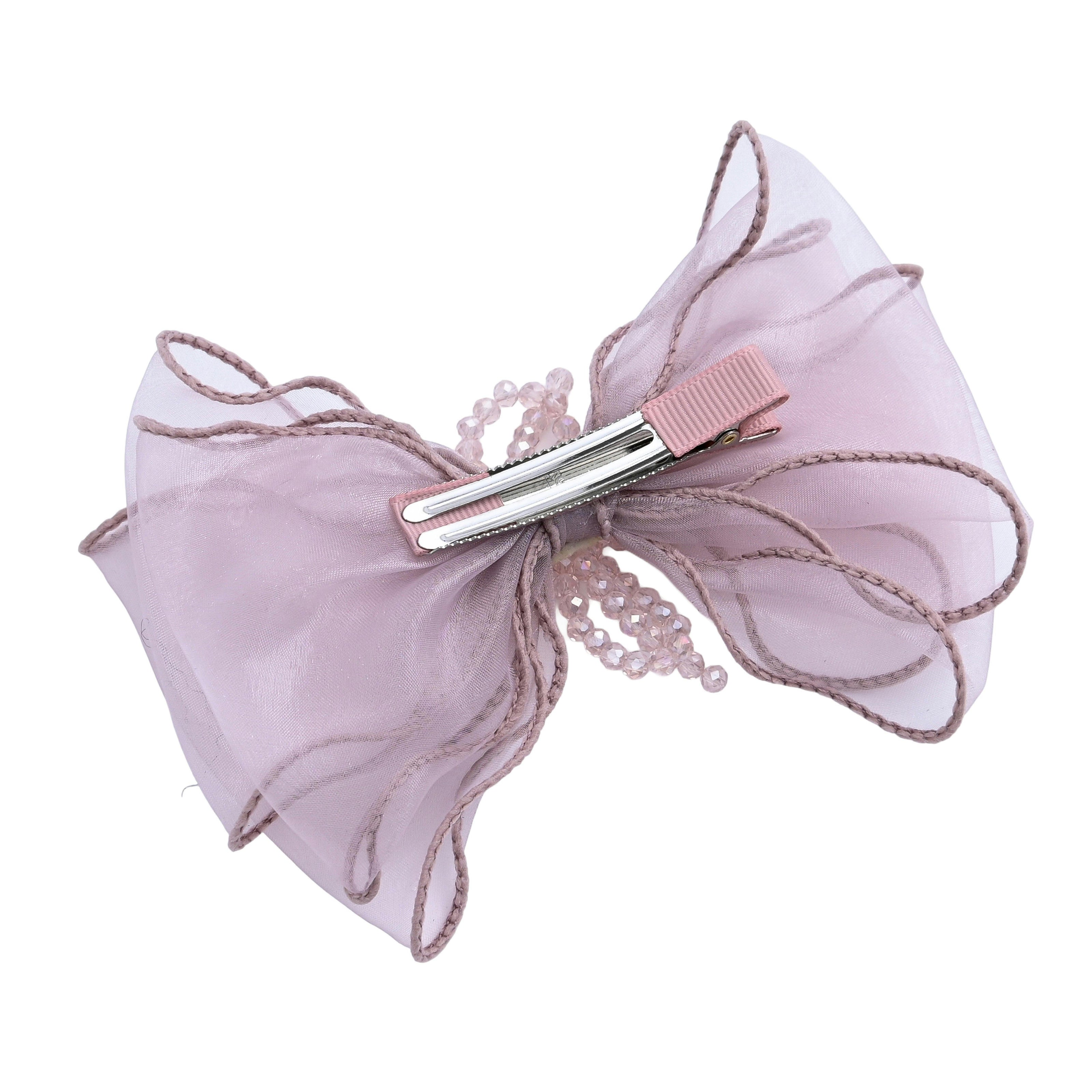 Multicolor Beaded Bow Clip Set