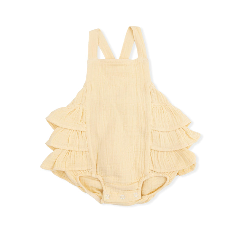 Solid Muslin Italian Straw - Ruffle Sunsuit