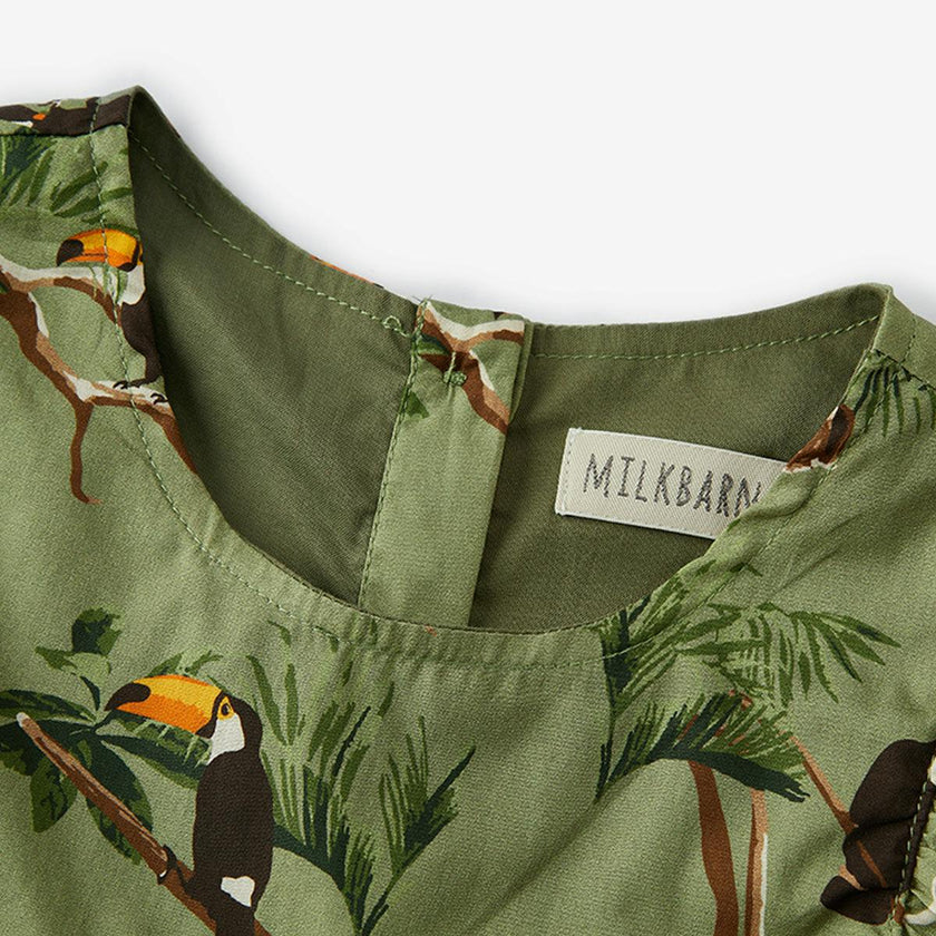 Toucan Butterfly Ruffle Dress