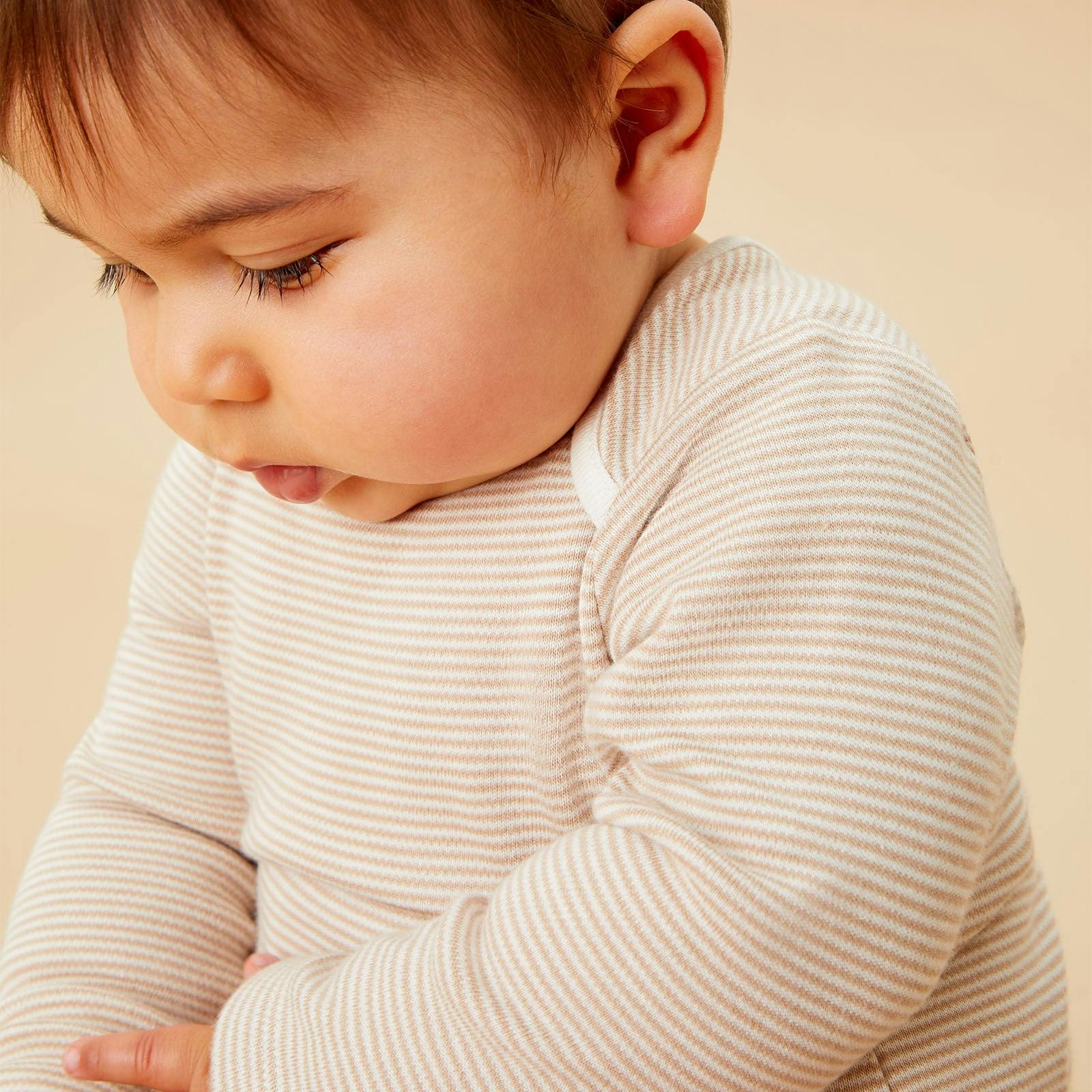 Long Sleeve Bodysuit - Oatmeal Stripe