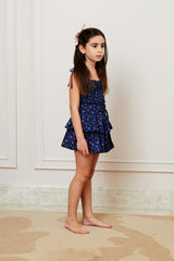 Willow Satin Navy Rose Skort