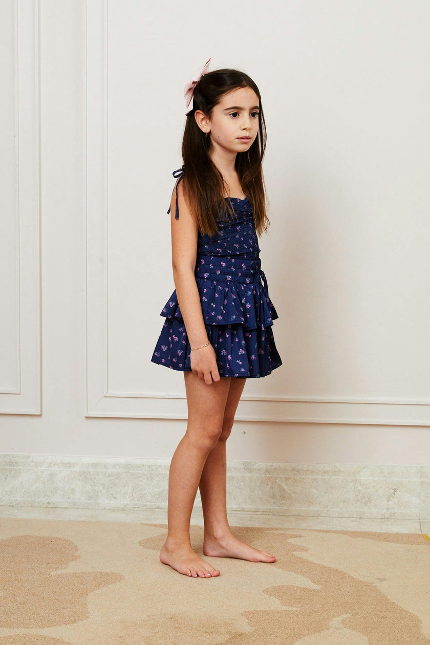 Willow Satin Navy Rose Skort