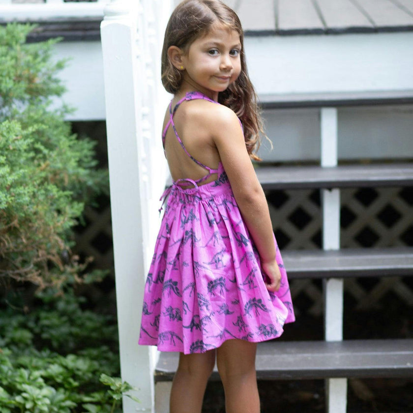 Tie Back Dress in Dino
