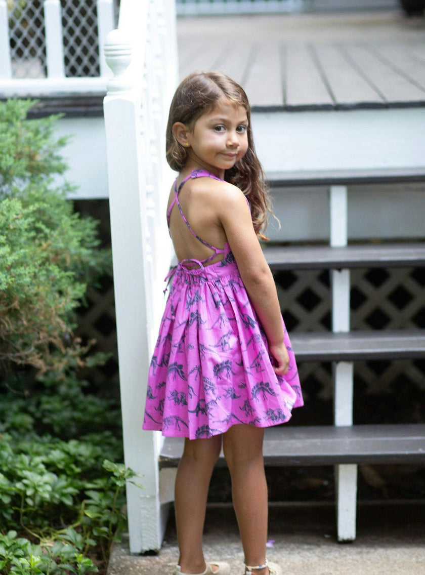 Tie Back Dress in Dino