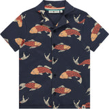 All Over Koi Printed Short Sleeve Button Up Shirt