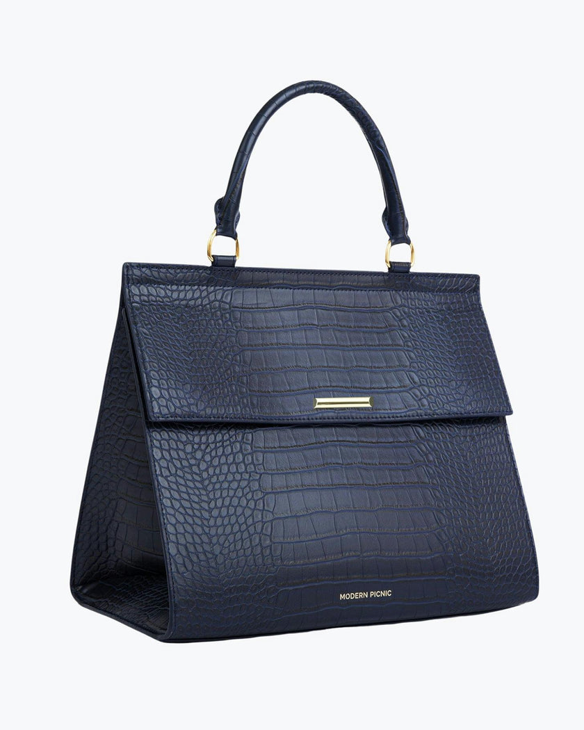 Large, Insulated, Chic Lunchbox, Navy Croc