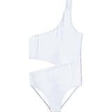 Side-Cut One Shoulder Sleeveless Swimsuit