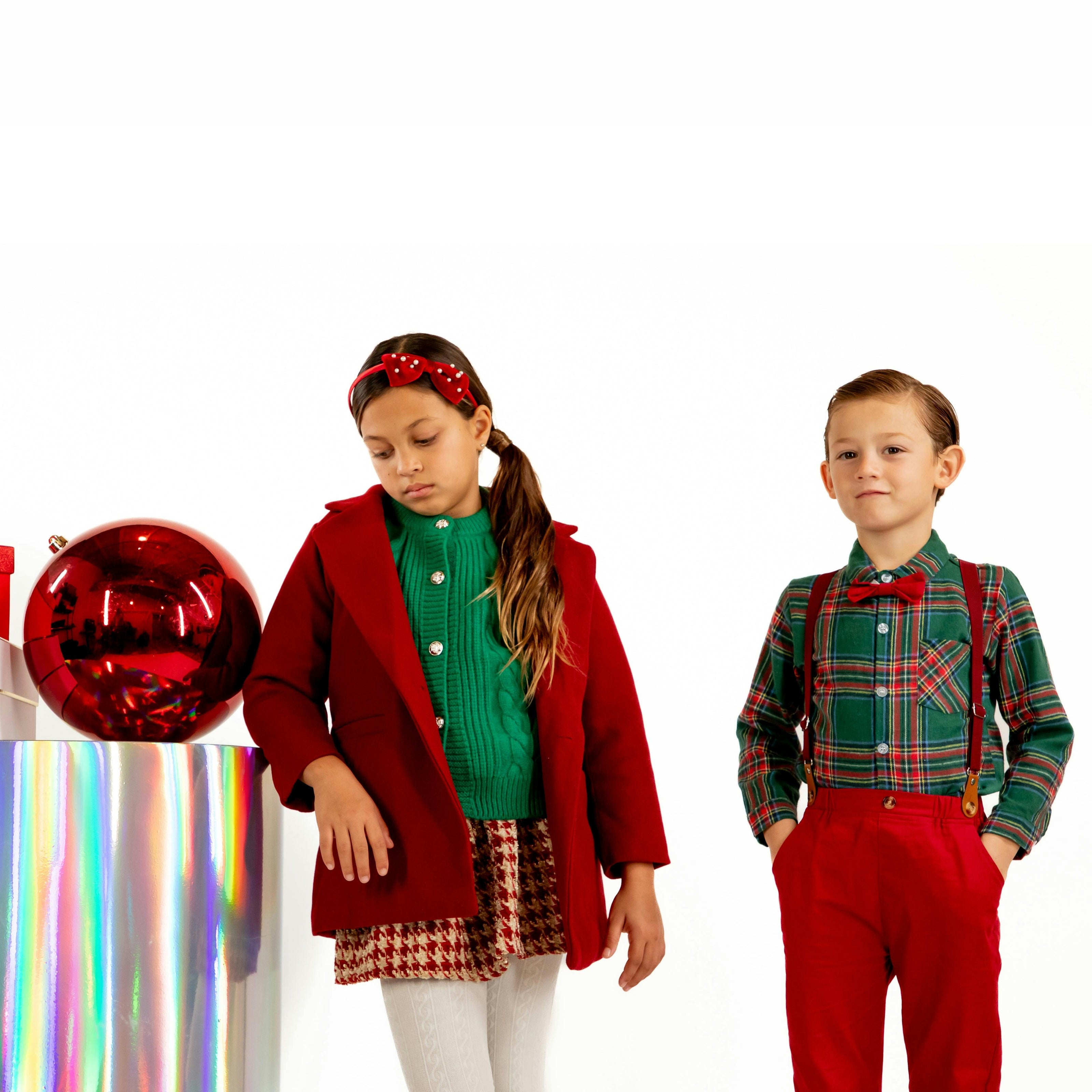 Jr Star Festive Plaid Child Button-Up and Bow Tie Set