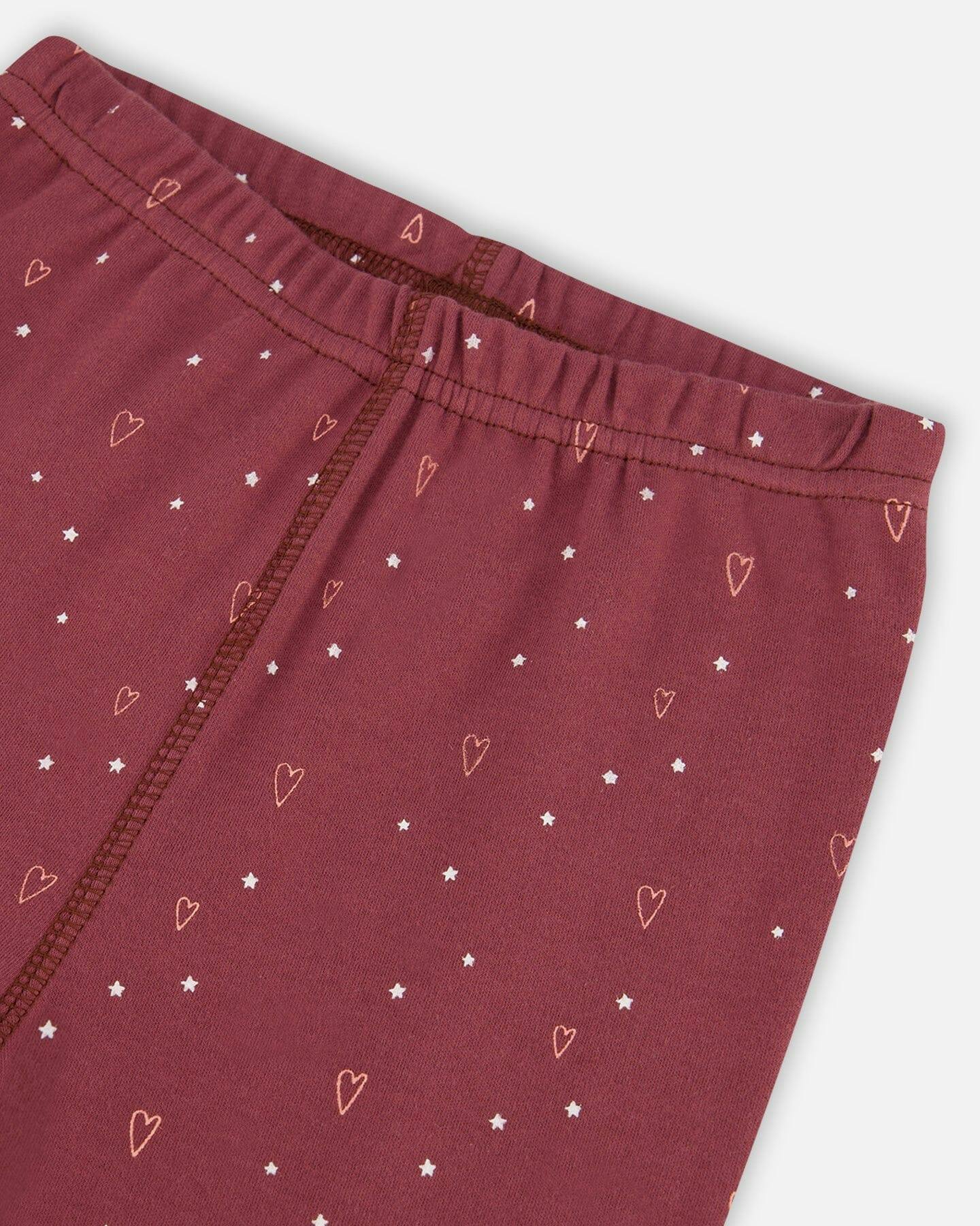 Organic Cotton Long Sleeve Two Piece Printed Penguins Pajama Set Pink