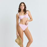 women's blush gingham mid rise bikini bottom