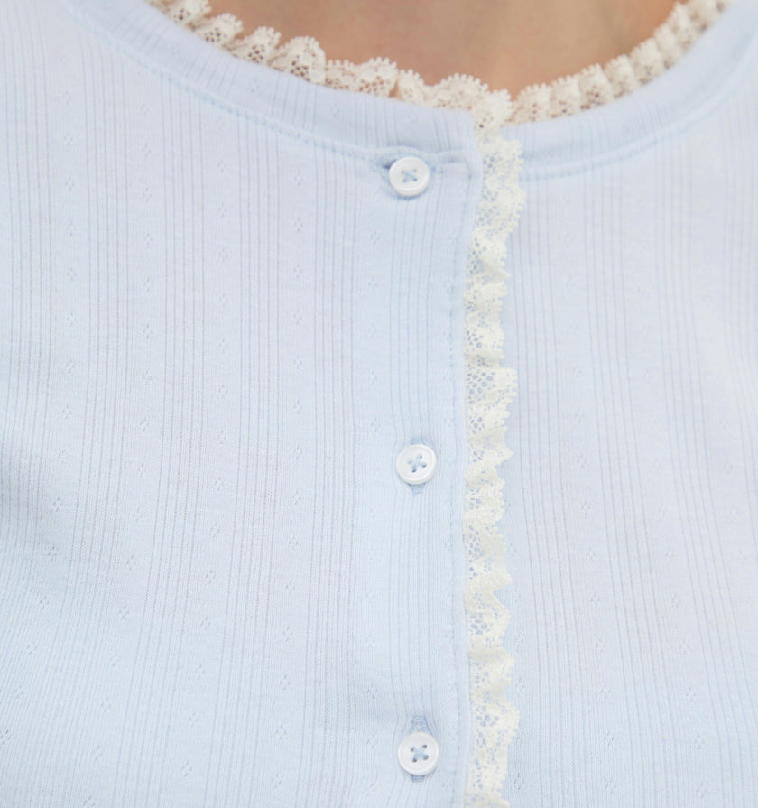 The Kaelie Pointelle Cardigan - Hill House Blue