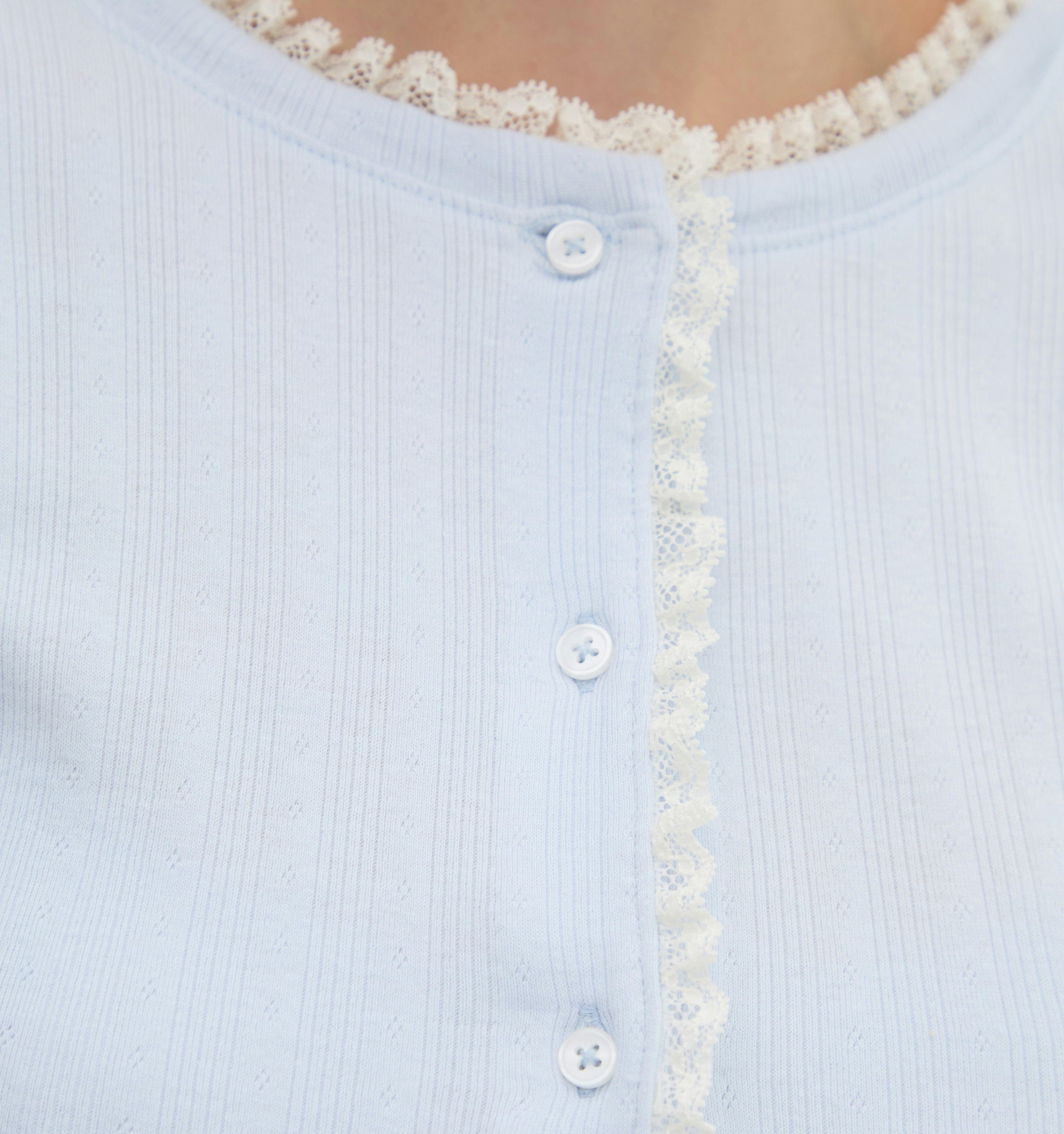 The Kaelie Pointelle Cardigan - Hill House Blue