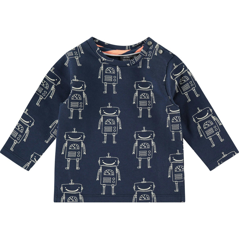 Allover Robot Print Long Sleeve T-Shirt