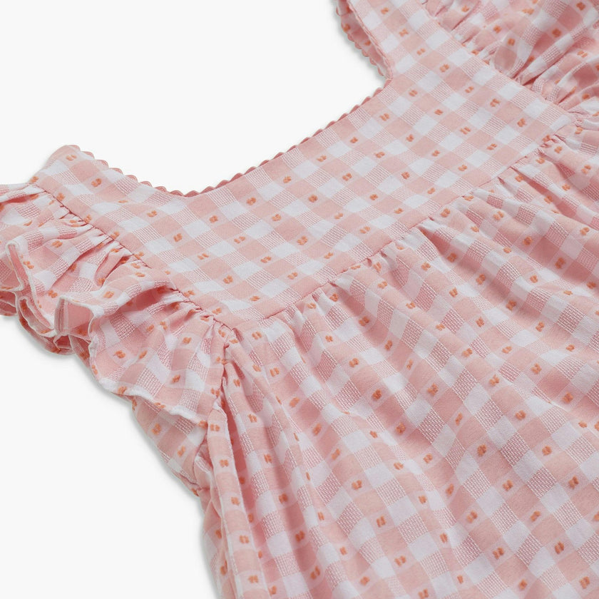 Clelia Top Pink Vichy Plumetis