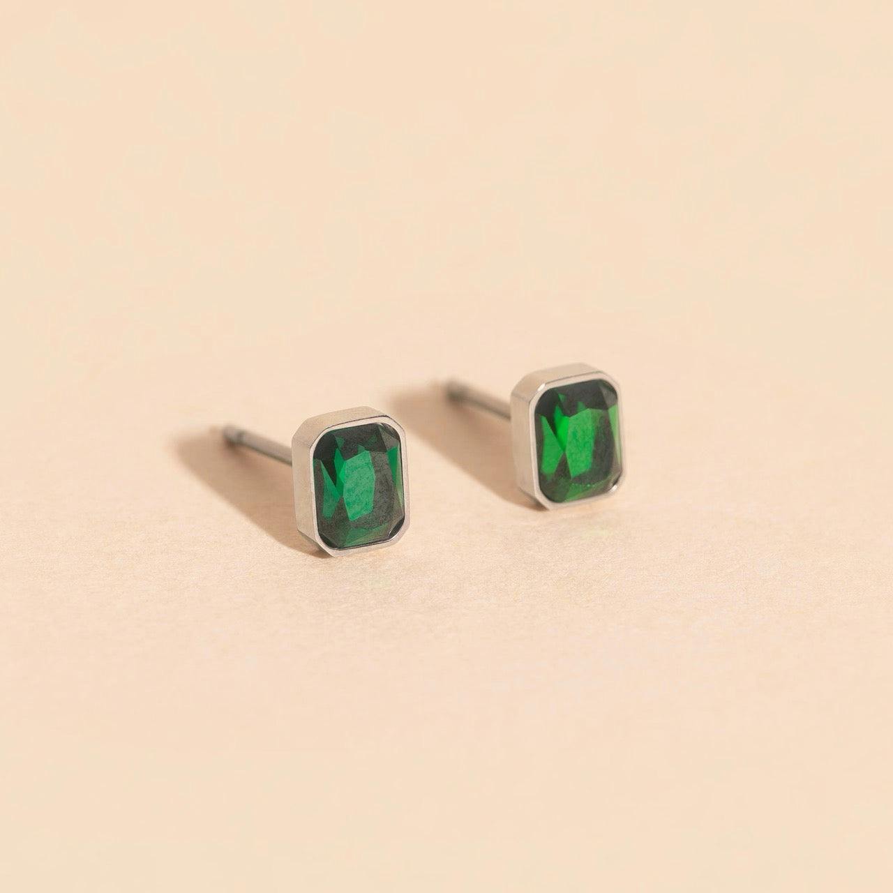 May Birthstone Stud Earrings