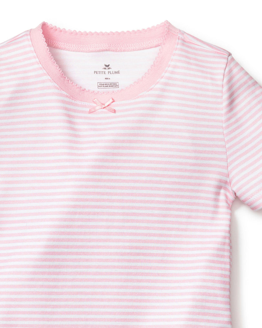 Kid's Pima Snug Fit Pajama Short Set in Pink Stripe