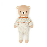 Arthur the bear with fall sweater - Natural & tobacco - 11"