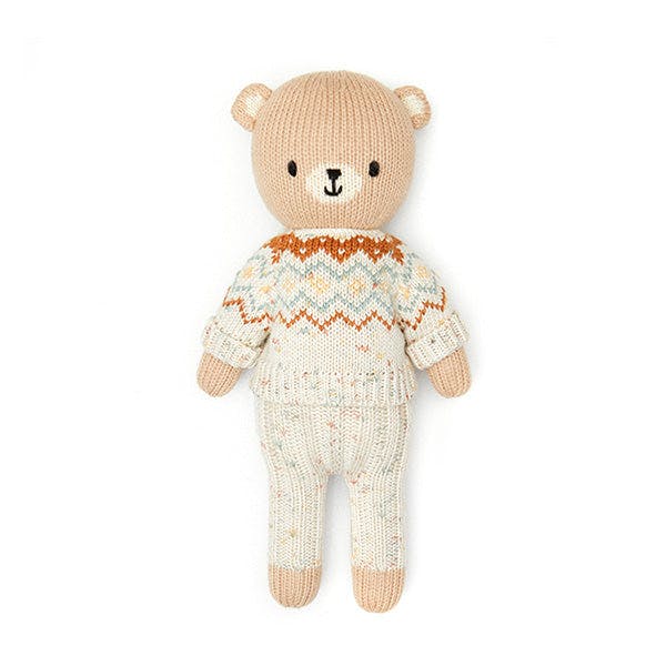 Arthur the bear with fall sweater - Natural & tobacco - 11