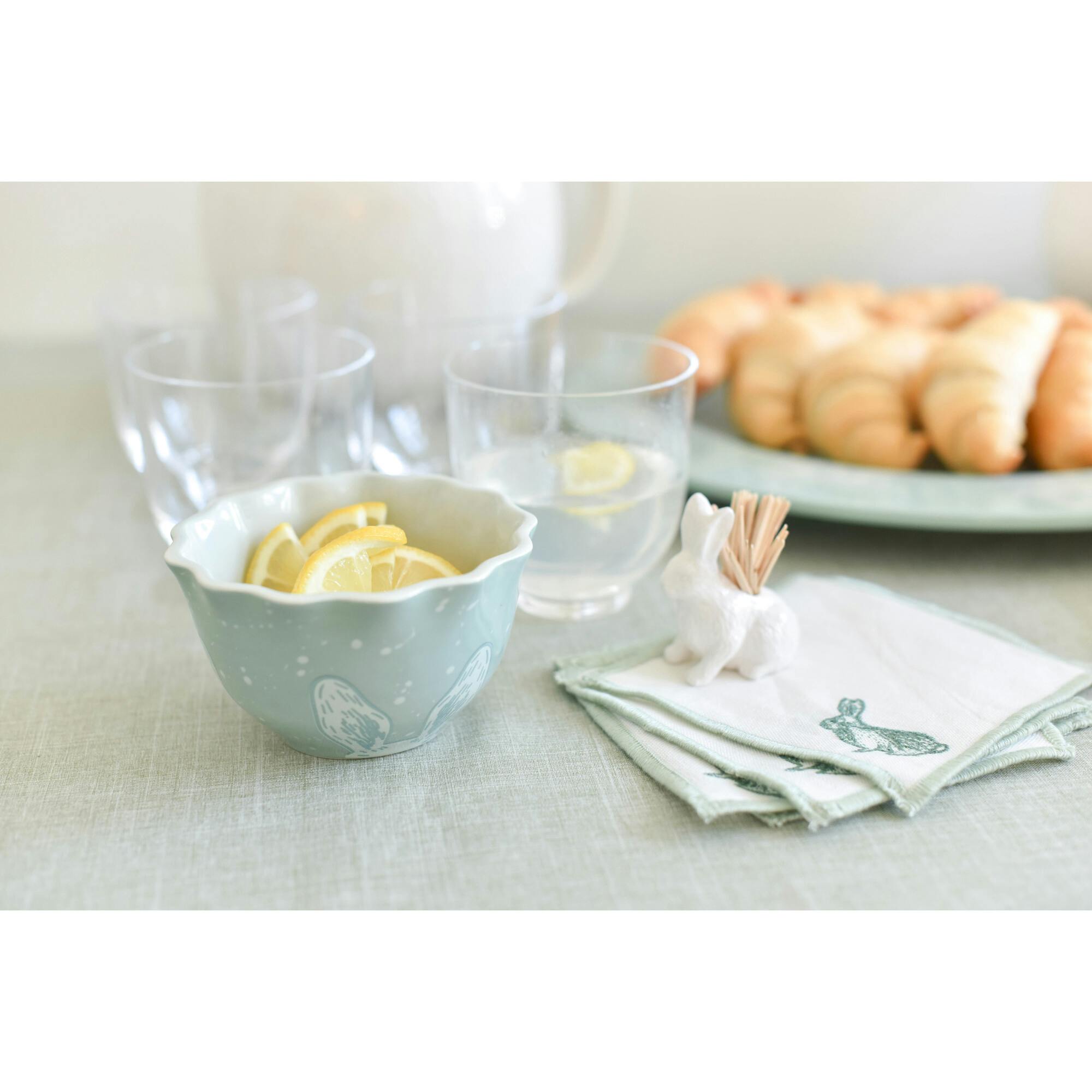 Speckled Ears Ruffle Appetizer Bowl Sage