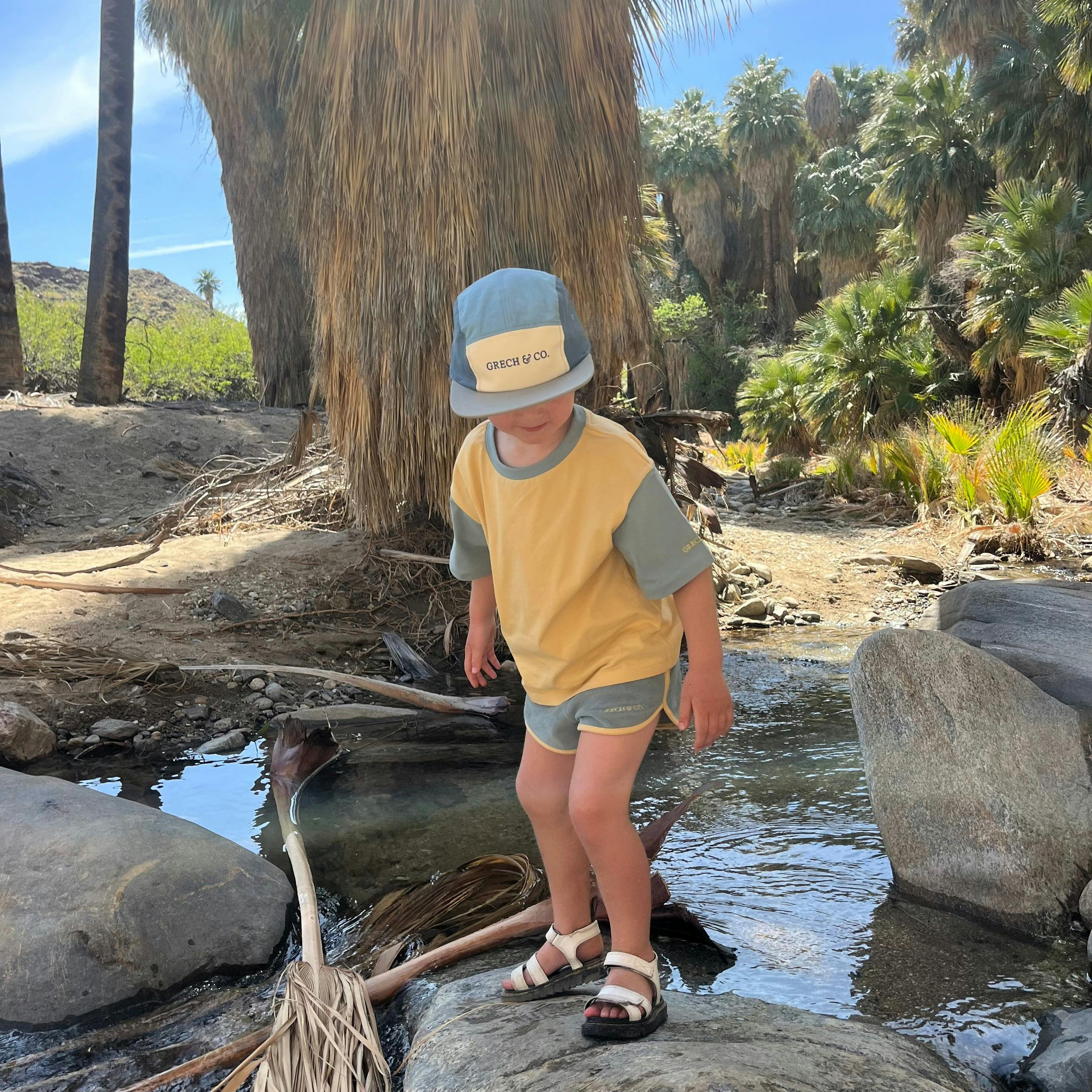 5 Panel Hat | Anti UV Sky Blue + Desert Teal