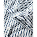 The Olivia Wide Leg Pima Pajama Set in Navy French Ticking