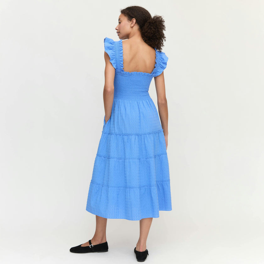 The Ellie Nap Dress - Hydrangea Blue Textured Clip Dot
