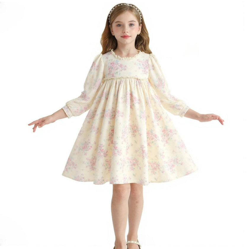 Cream Floral Vintage Dress