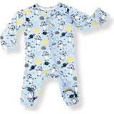 Print Zipped Long Sleeve Footed Onesie