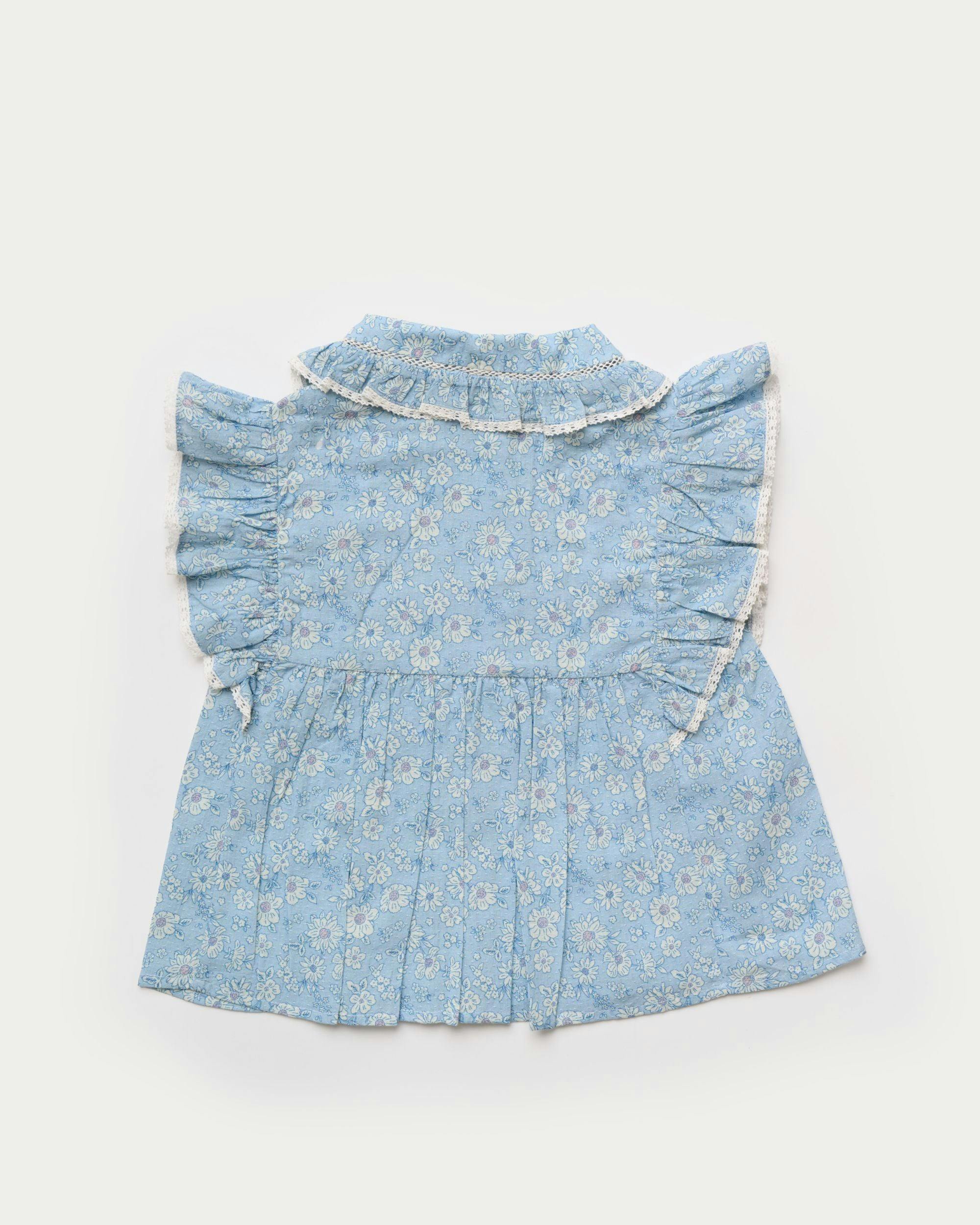 Diana Blouse - Tonal Floral Blue print