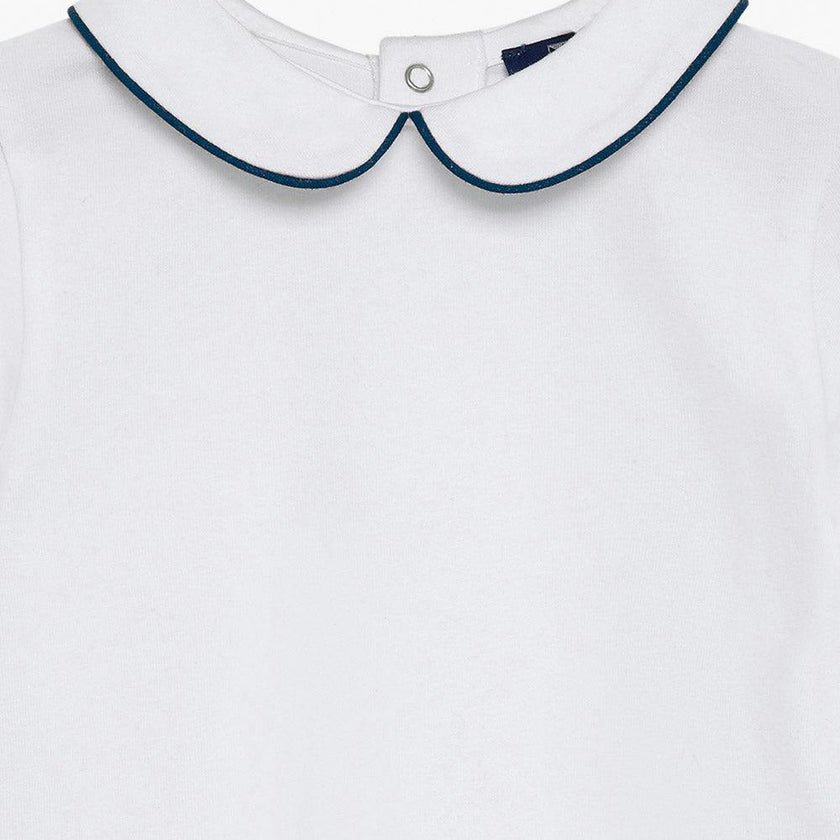 Baby Long-Sleeved Milo Bodysuit in White/Navy