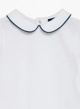 Baby Long-Sleeved Milo Bodysuit in White/Navy