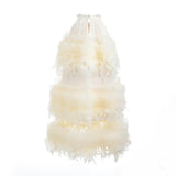 Cream Delara Feathered Tiered Dress