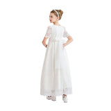 White Belciana Short Sleeve Lace Dress
