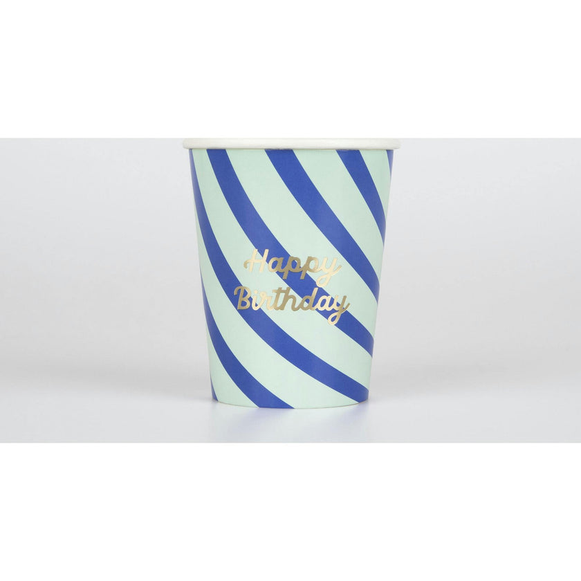 Stripe Happy Birthday Cups