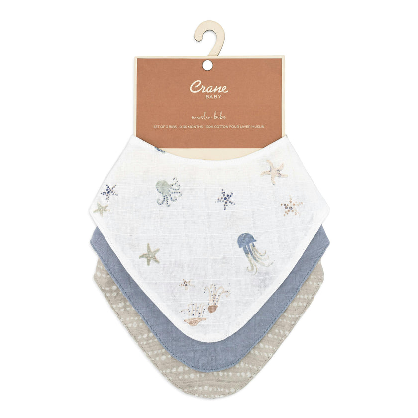 Cove Sea Life Cotton Bandana Baby Bib (3 Pack)