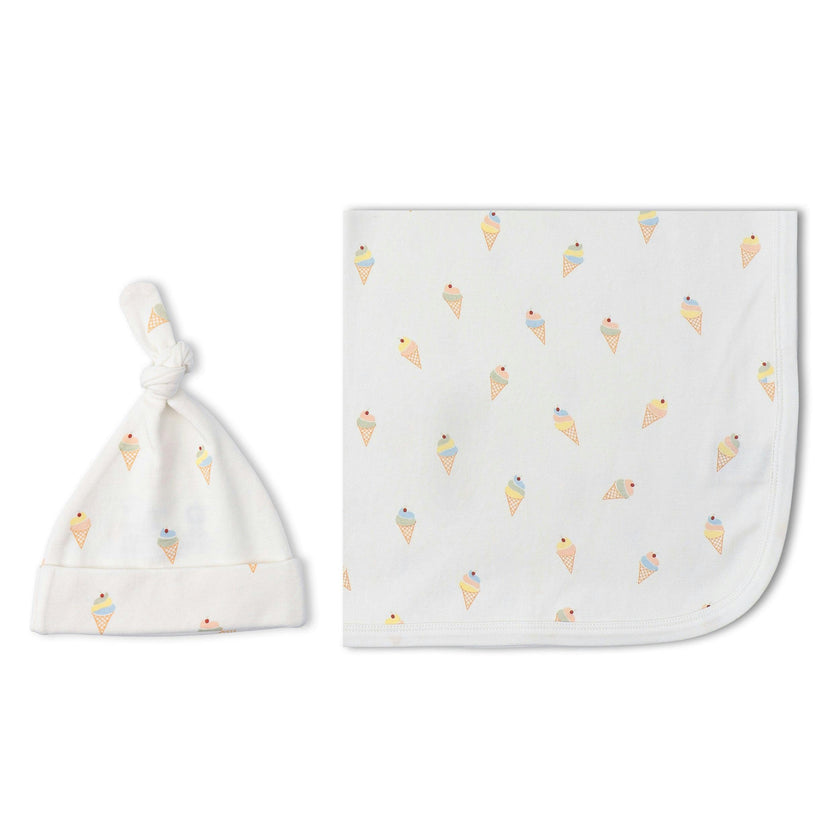 Organic Swaddle Blanket & Hat Set
