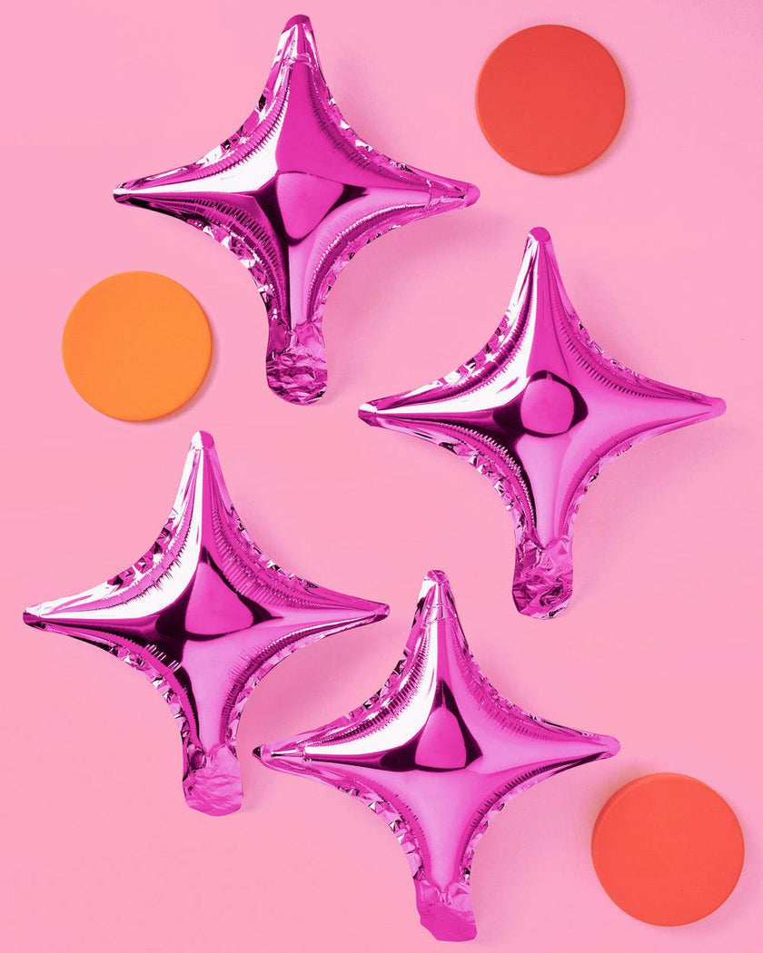 Pink Sparkle Balloon - 6 pc silver foil set