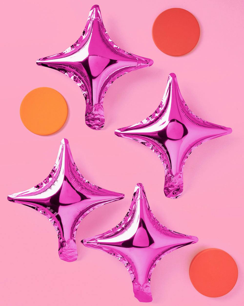 Pink Sparkle Balloon - 6 pc silver foil set
